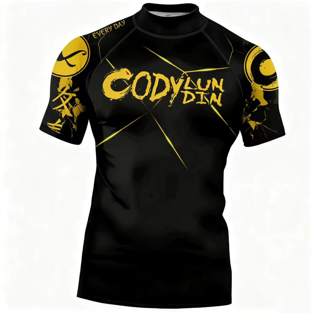 Men'S Jiu Jitsu BJJ Rash Guard T-Shirt Pant Rashguard MMA Compression Shirt for Sportsuit Training Boxing Jerseys No-Gi Shorts